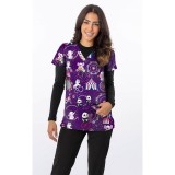 1465PL - Haut à imprimé BIG CIRCUS PURPLE - Tissu doux et extensible Zinnia par Greentown