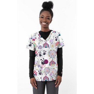 1465WH - Haut à imprimé BIG CIRCUS WHITE - Tissu doux et extensible Zinnia par Greentown