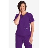 Criss Cross Scrub Top by MOBB - Eggplant/Black (EG-BL)