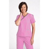 *FINAL SALE BUBBLE GUM/CHARCOAL 323T Criss Cross Scrub Top by MOBB