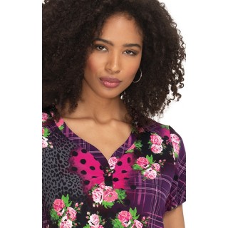 B123PR Betsey Johnson by koi Blossom Y-Neck Print Top - Playful Patchwork