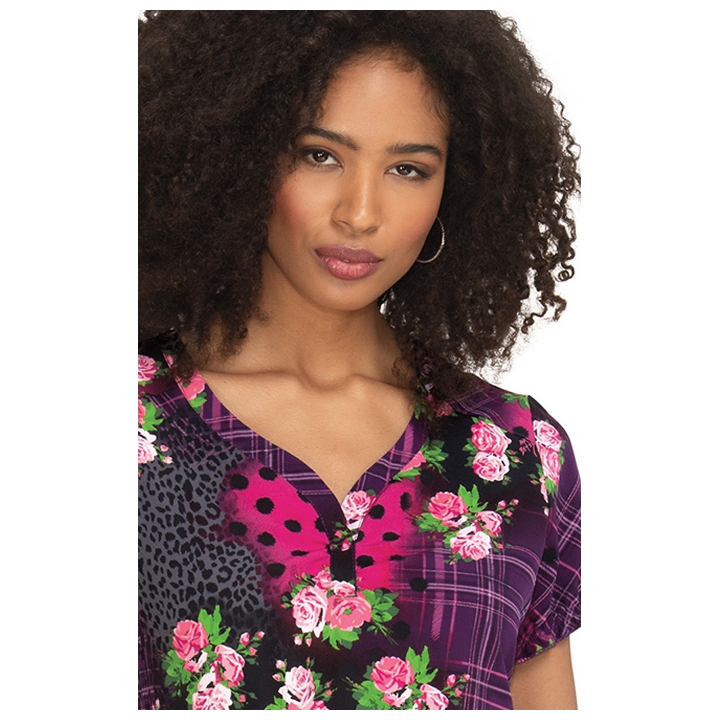 B123PR Betsey Johnson par Koi Haut 'Blossom' à encolure en Y Imprimé - Playful Patchwork