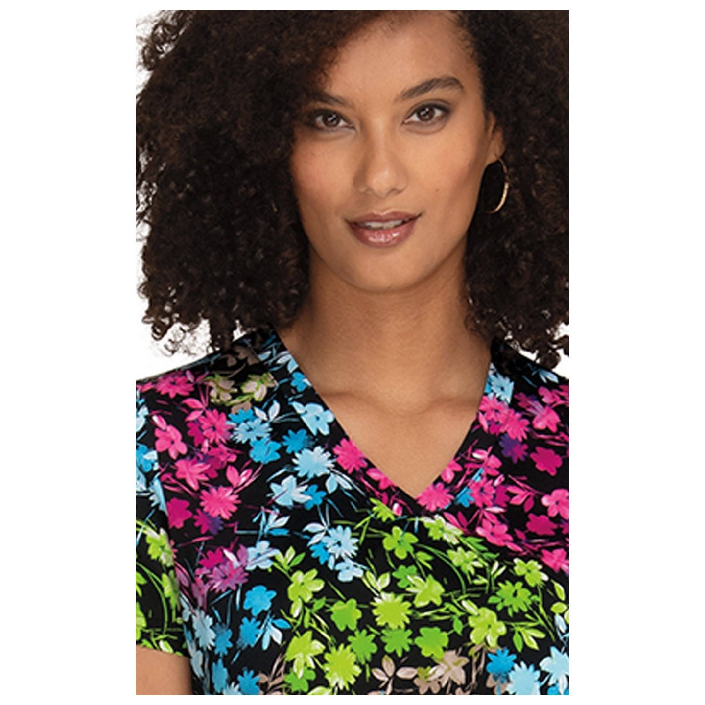 384PR koi Basics Leslie Haut Imprimé - Vivid Petals