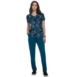 1049PR koi Lite Stretch Raquel Mock-Wrap Haut Imprimé - Watercolor Snake