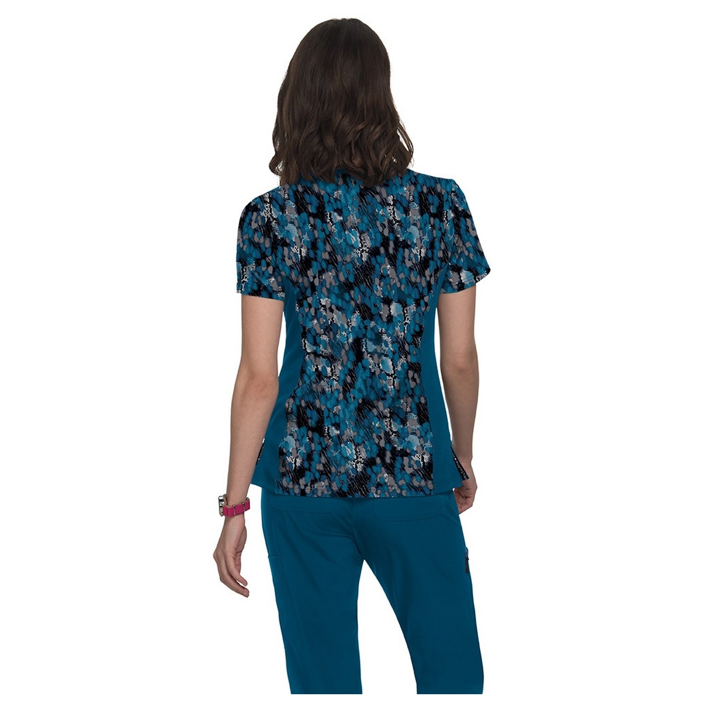 1049PR koi Lite Stretch Raquel Mock-Wrap Haut Imprimé - Watercolor Snake