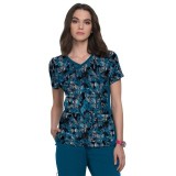 1049PR koi Lite Stretch Raquel Mock-Wrap Haut Imprimé - Watercolor Snake