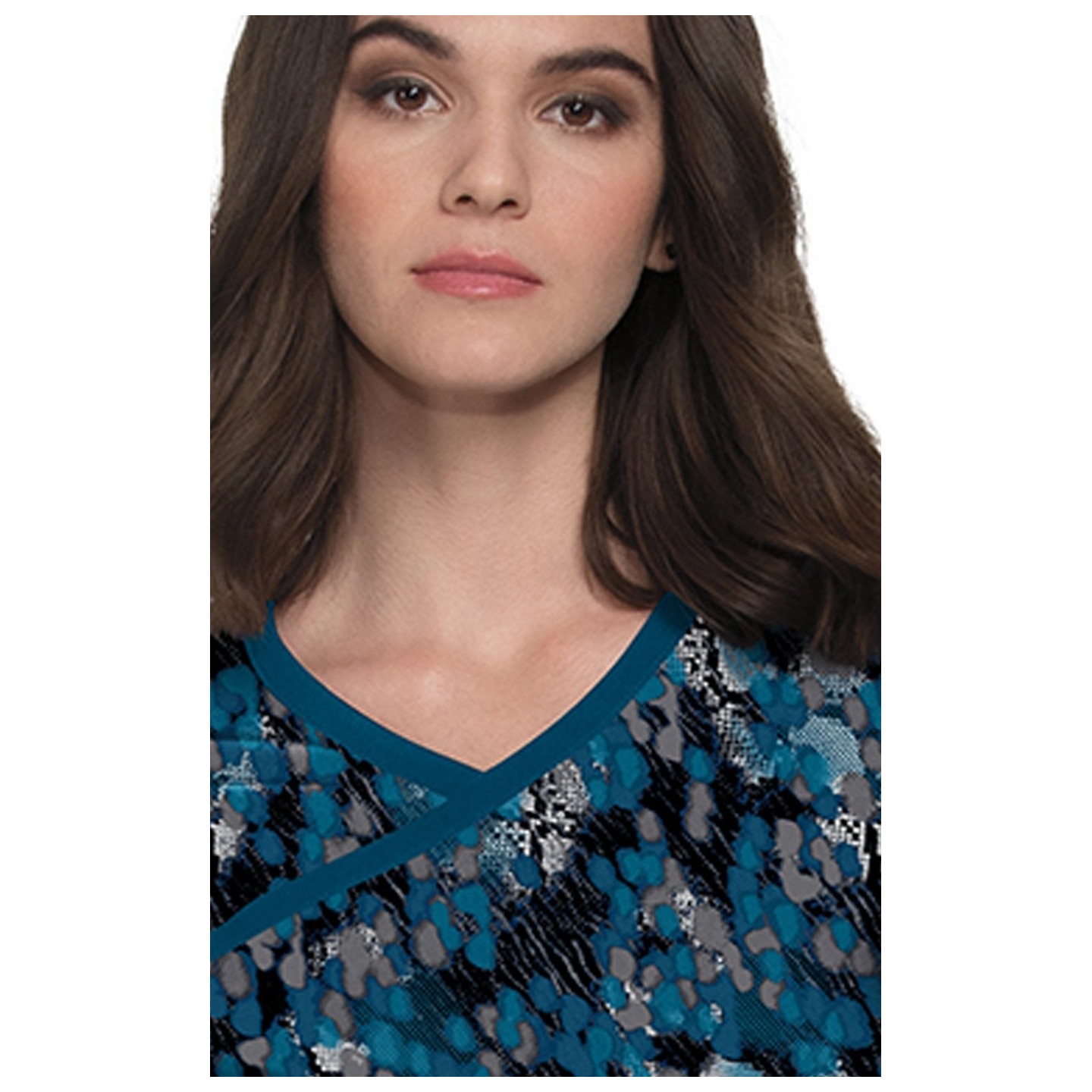 1049PR koi Lite Stretch Raquel Mock-Wrap Haut Imprimé - Watercolor Snake