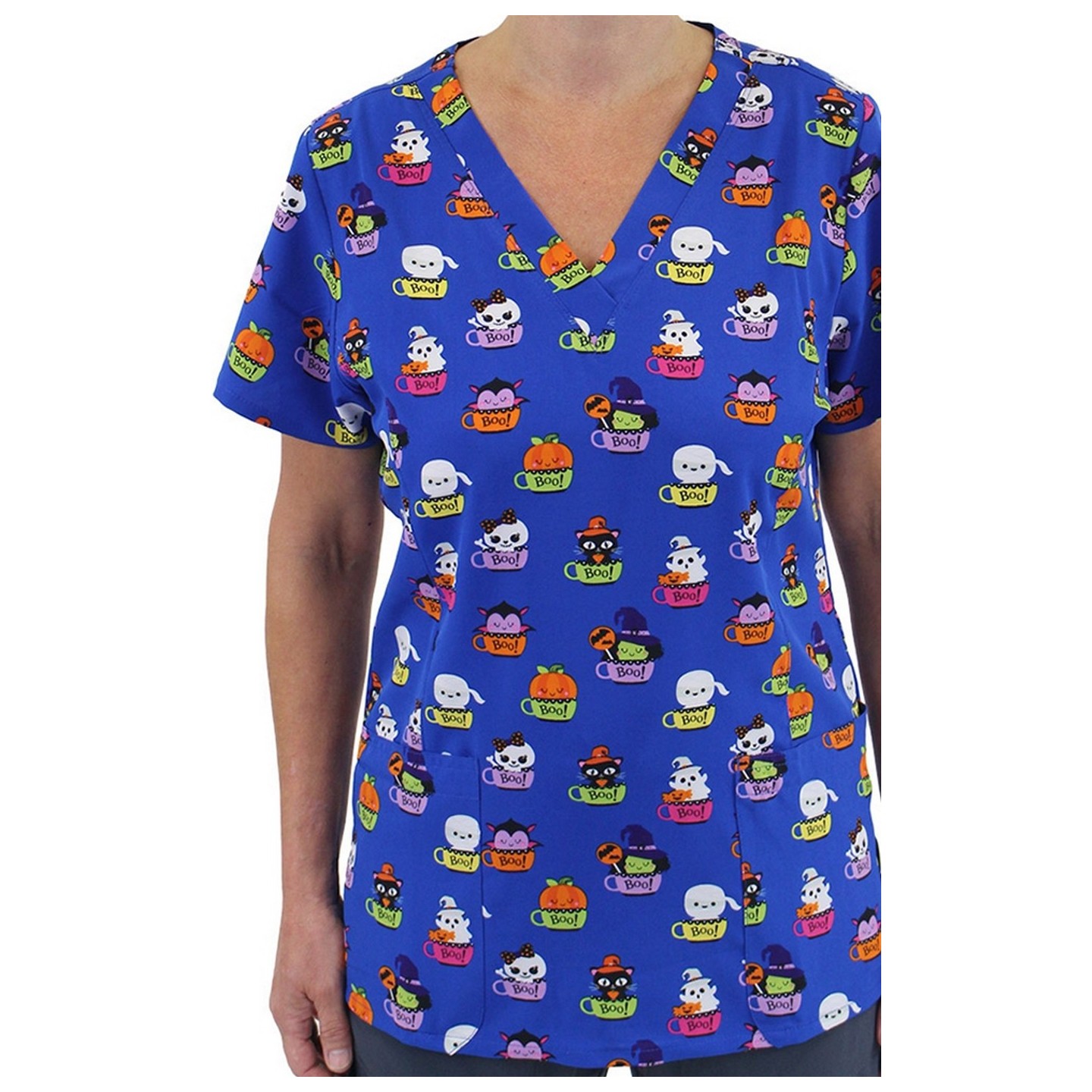 9810 Maevn Women's Printed V-Neck Top - Boo Crew