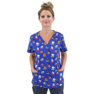 9810 Maevn Women's Printed V-Neck Top - Boo Crew