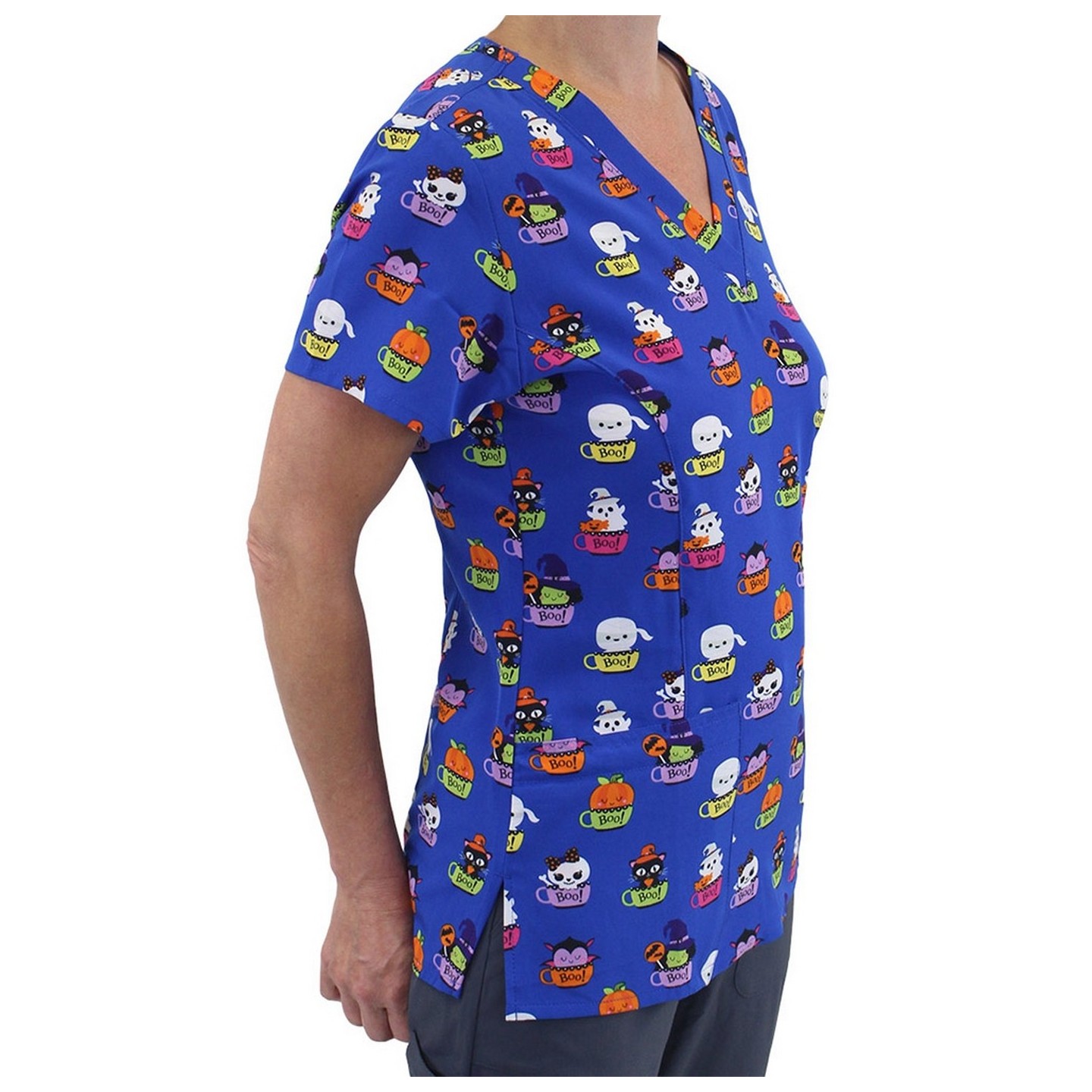 9810 Maevn Women's Printed V-Neck Top - Boo Crew