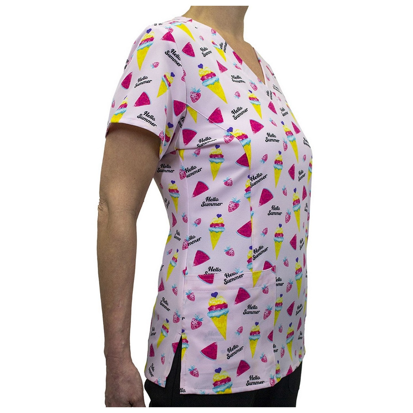 9810 Maevn Women's Printed V-Neck Top - Hello Summer