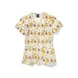 Zoe + Chloe Happy Harvest V-neck Print Scrub Tops