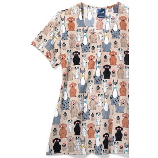 Zoe + Chloe Buster and Tiny Diamond Neck Poly Print Scrub Tops