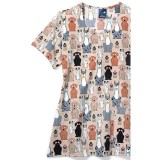 Zoe + Chloe Buster and Tiny Diamond Neck Poly Print Scrub Tops