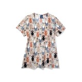 Zoe + Chloe Buster and Tiny Diamond Neck Poly Print Scrub Tops