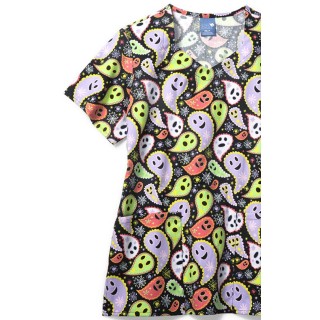Zoe + Chloe Dia De Los Paisleys Diamond Neck Print Scrub Tops