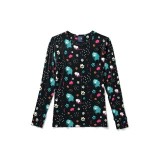 Zoe + Chloe Pawp Star Silky Printed Crew Neck