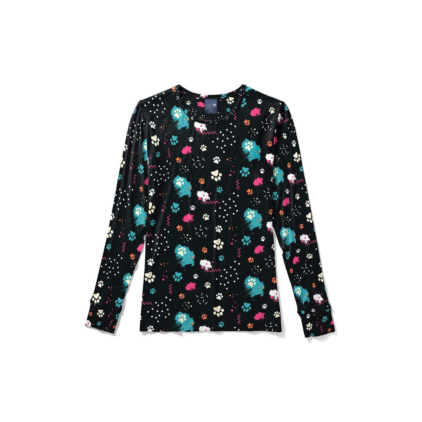 Zoe + Chloe Pawp Star Silky Printed Crew Neck