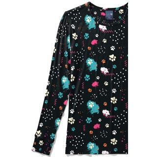 Zoe + Chloe Pawp Star Silky Printed Crew Neck