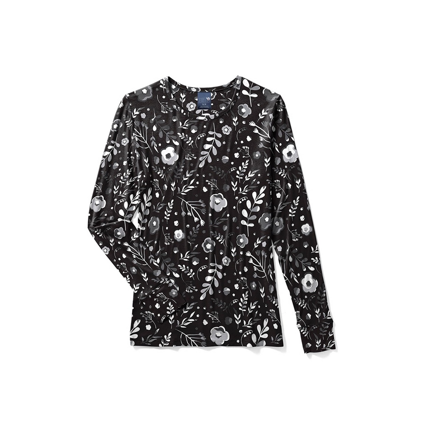 Zoe + Chloe Moody Blooms Haut a Manche Longue Imprimé Soyeux