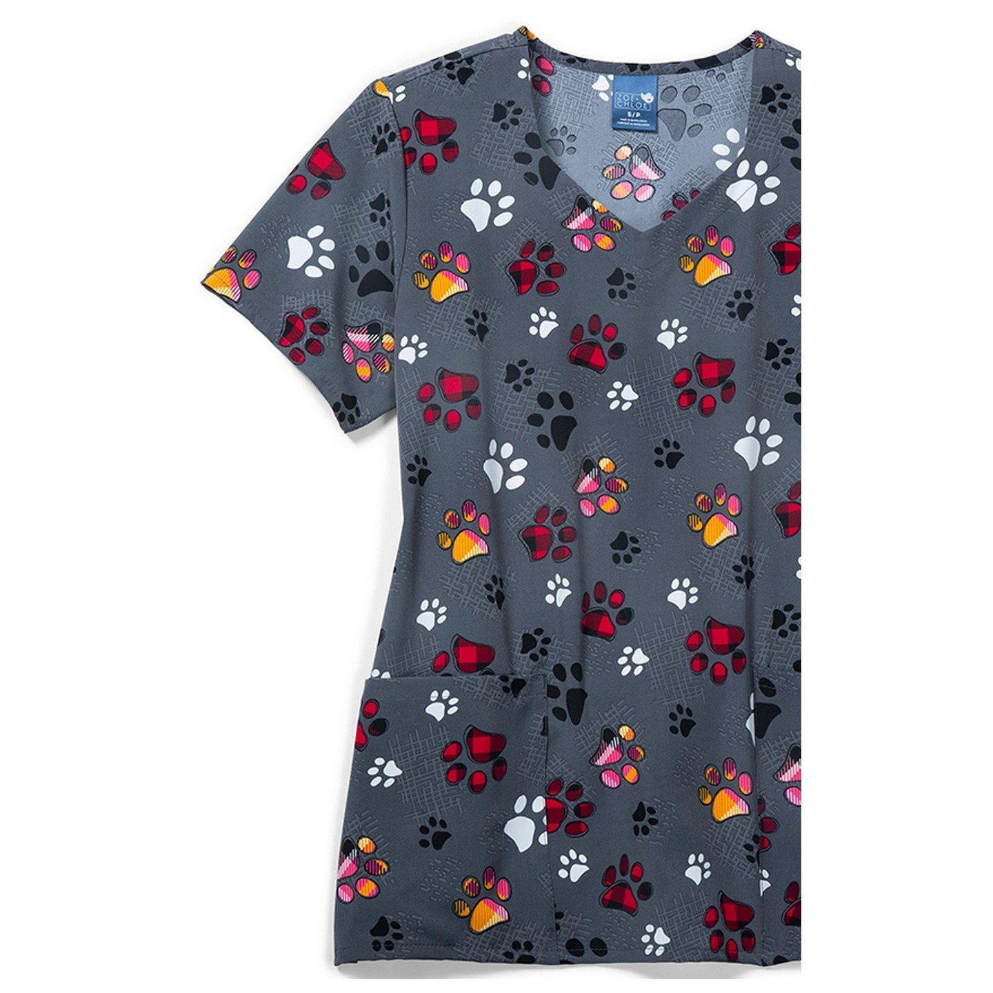 Zoe + Chloe Checking Paws Haut imprimé Col Diamant