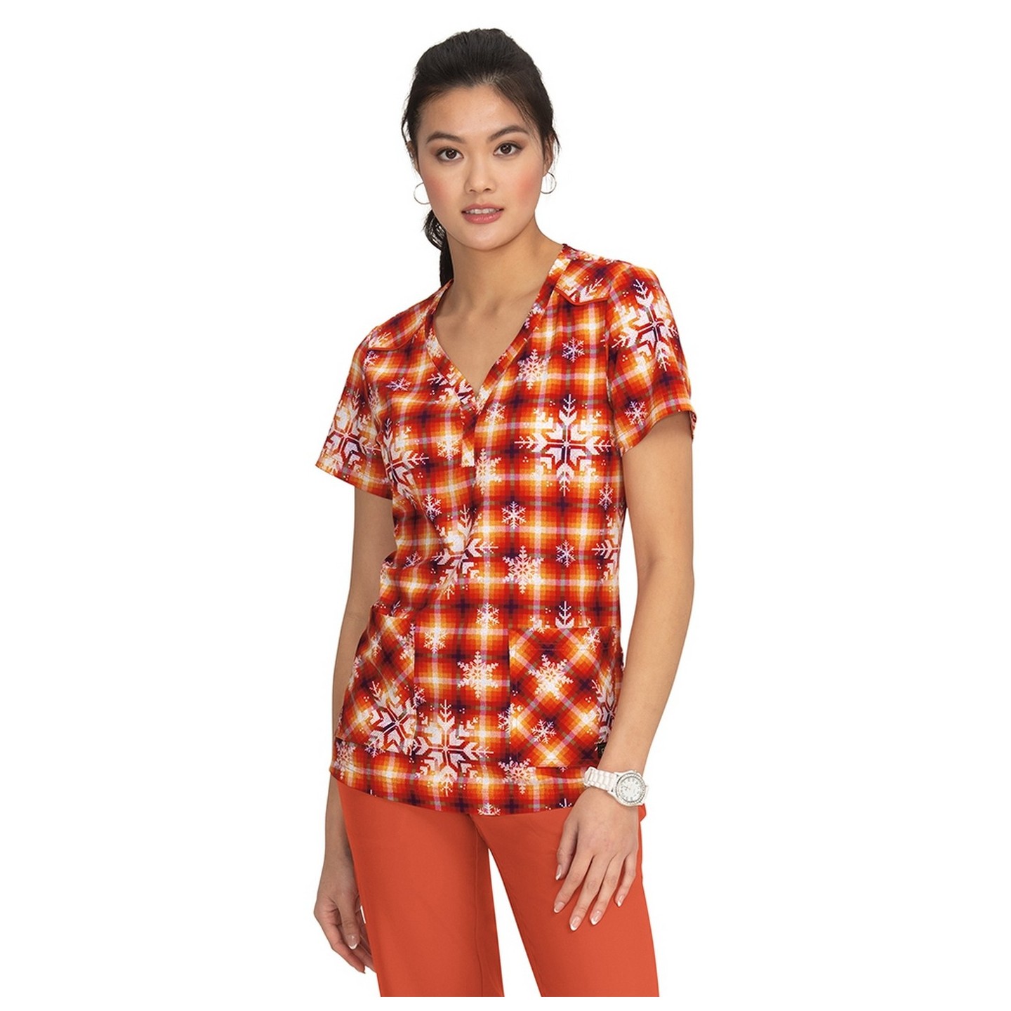 1077PR Planet koi Stella Y-Neck Print Top - Merry and Bright