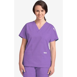 *FINAL SALE LILAC 310T-Petite MOBB Classic Unisex 3 Pocket Scrub Top (Women's View)