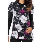 1190BK – BOLD BLOOMS Print Scrub Top - Soft Stretch Zinnia Fabric by Greentown