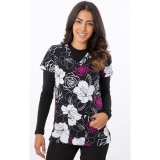 1190BK - Haut à imprimé BOLD BLOOMS - Tissu doux et extensible Zinnia par Greentown