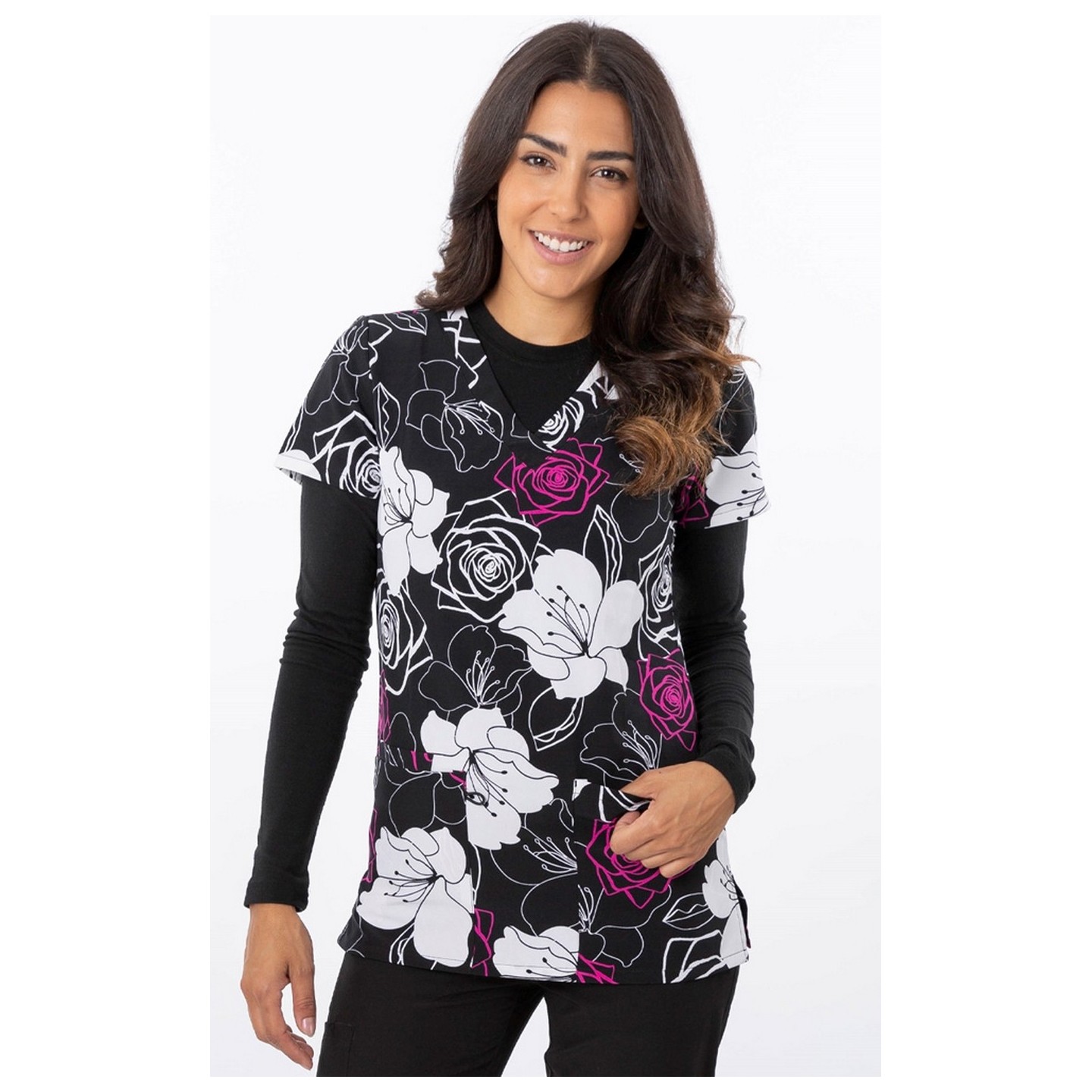 1190BK - Haut à imprimé BOLD BLOOMS - Tissu doux et extensible Zinnia par Greentown