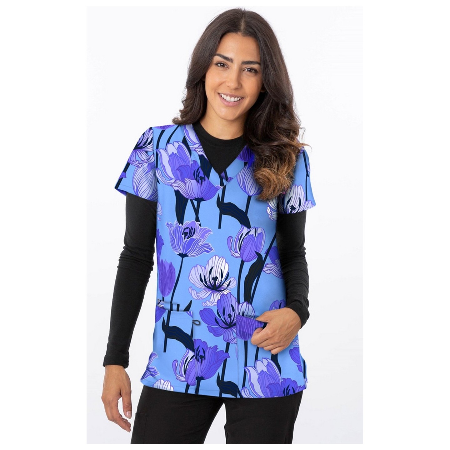 1190BK - Haut à imprimé Tulips - Tissu doux et extensible Zinnia par Greentown