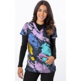 1535GR – LINED PAINTED FLORAL Print Scrub Top - Soft Stretch Zinnia Fabric by Greentown