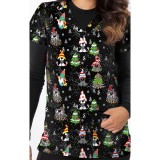 1565BK – GNOME PAWSMAS Print Scrub Top  by Greentown