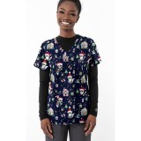 1569NV – MERRY FOXMAS Print Scrub Top  by Greentown