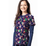 1571NV – Penguin Snow Day Print Scrub Top  by Greentown