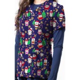 1571NV – Penguin Snow Day Print Scrub Top  by Greentown