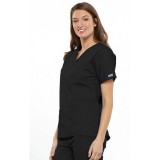 4700BKWM - Cherokee V-Neck Top in Black