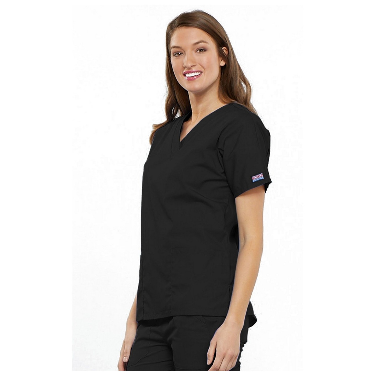 4700BKWM - Cherokee V-Neck Top in Black