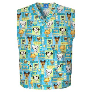*FINAL SALE 4700 - Cherokee Prints V-Neck Scrub Top in Pet Shop Boys