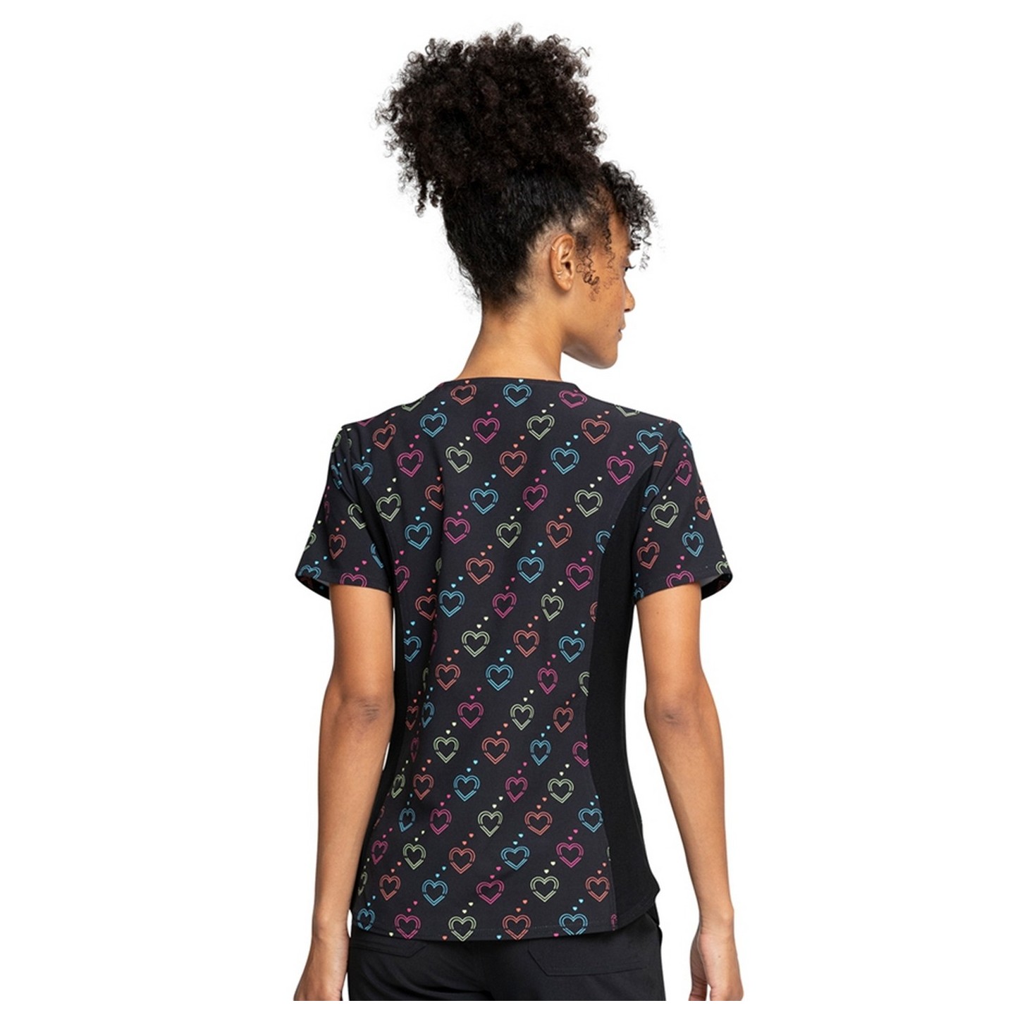 *FINAL SALE 4700 - Cherokee Prints V-Neck Scrub Top in Hearts On The Line