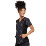 *FINAL SALE 4700 - Cherokee Prints V-Neck Scrub Top in Hearts On The Line