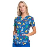 *FINAL SALE CK652 - Cherokee Prints V-Neck Knit Panel Top in Nacho Average Nurse