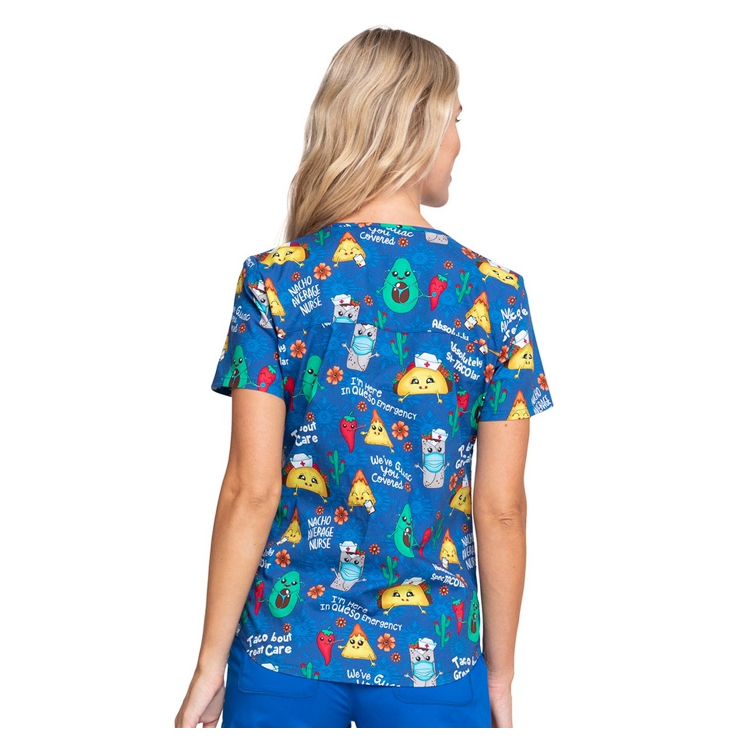 *FINAL SALE CK652 - Cherokee Prints V-Neck Knit Panel Top in Nacho Average Nurse