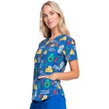 *FINAL SALE CK652 - Cherokee Prints V-Neck Knit Panel Top in Nacho Average Nurse