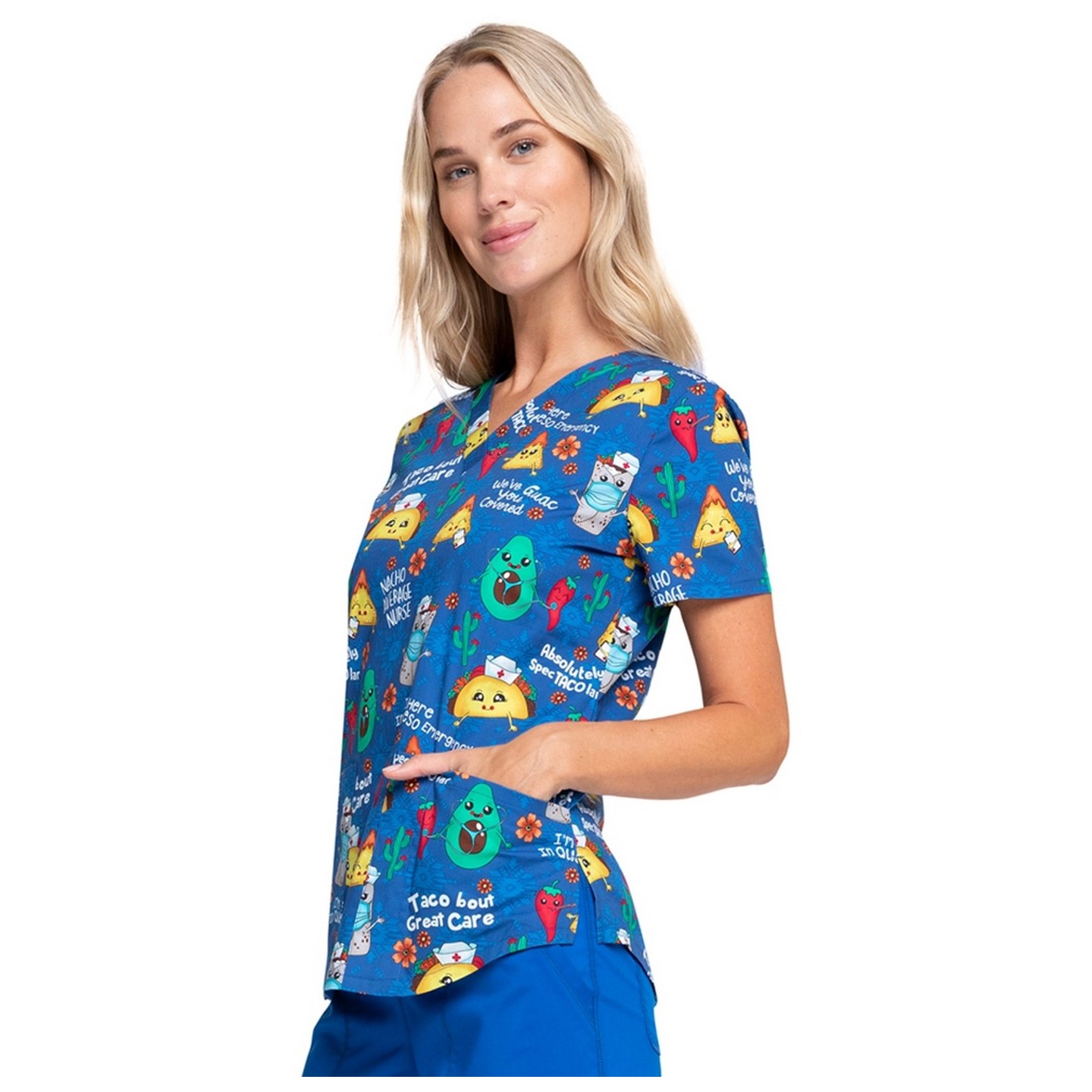*VENTE FINALE CK652 - Cherokee Prints V-Neck Knit Panel Top in Nacho Average Nurse