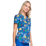*VENTE FINALE CK652 - Cherokee Prints V-Neck Knit Panel Top in Nacho Average Nurse