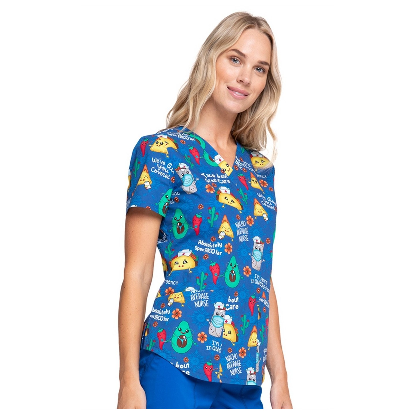 *VENTE FINALE CK652 - Cherokee Prints V-Neck Knit Panel Top in Nacho Average Nurse