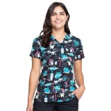 *VENTE FINALE CK671 - Cherokee Prints V-Neck Knit Panel Top in I'm A Dentisaurus