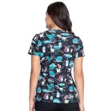 *FINAL SALE CK671 - Cherokee Prints V-Neck Knit Panel Top in I'm A Dentisaurus