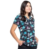 *FINAL SALE CK671 - Cherokee Prints V-Neck Knit Panel Top in I'm A Dentisaurus